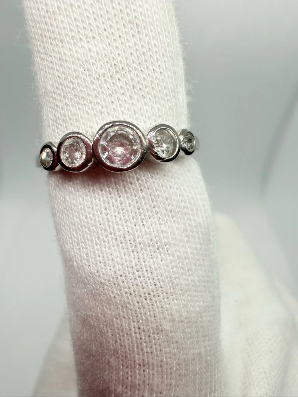 Sterling Silver Multi-Bezel Cubic Zirconia Stacking Ring - Clear